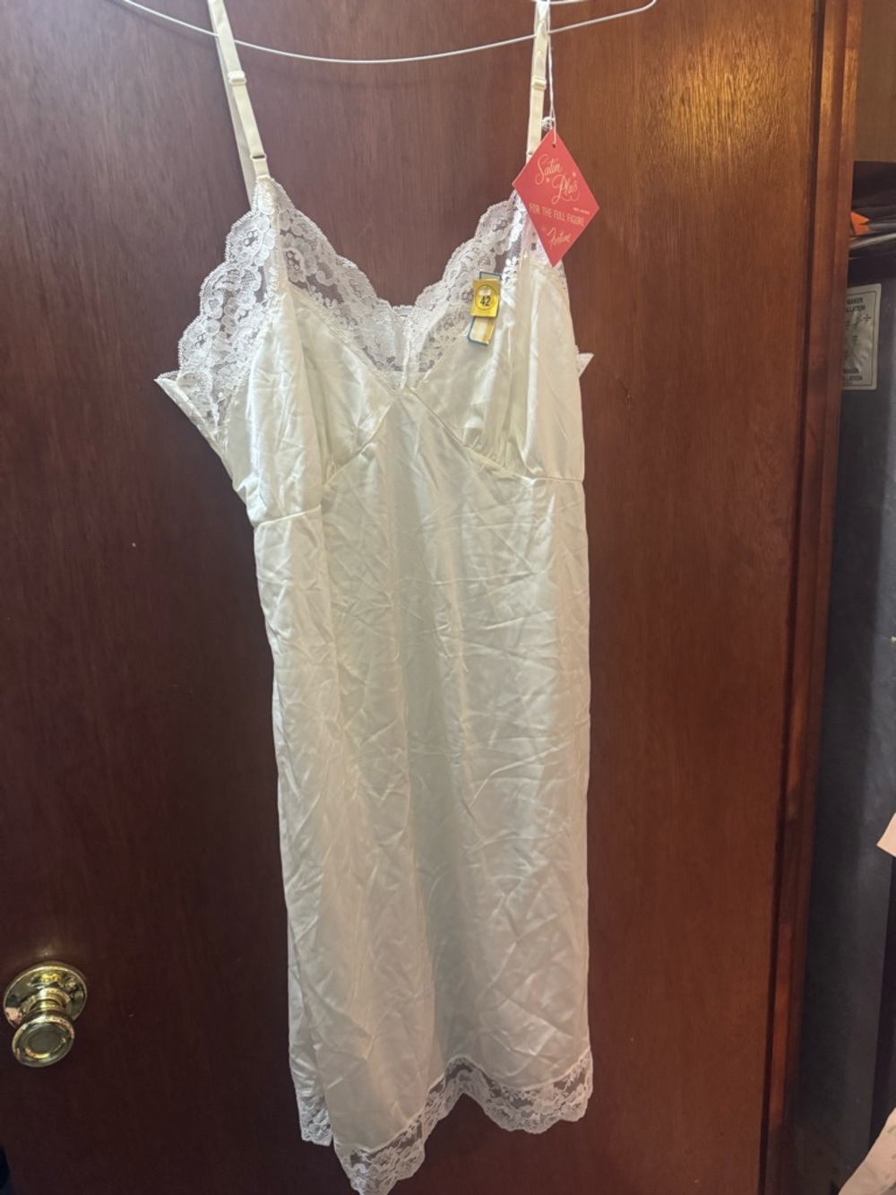 Lace-Trim Vintage ivory Slip with Adjustable Straps
